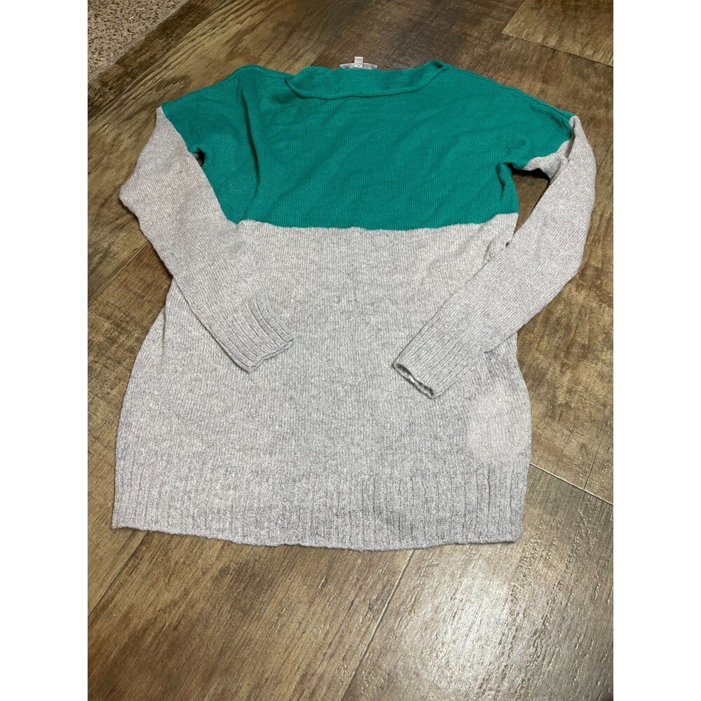 GAP Sweater Womens Small S Gray Green Knit Long Sleeve Pull Over